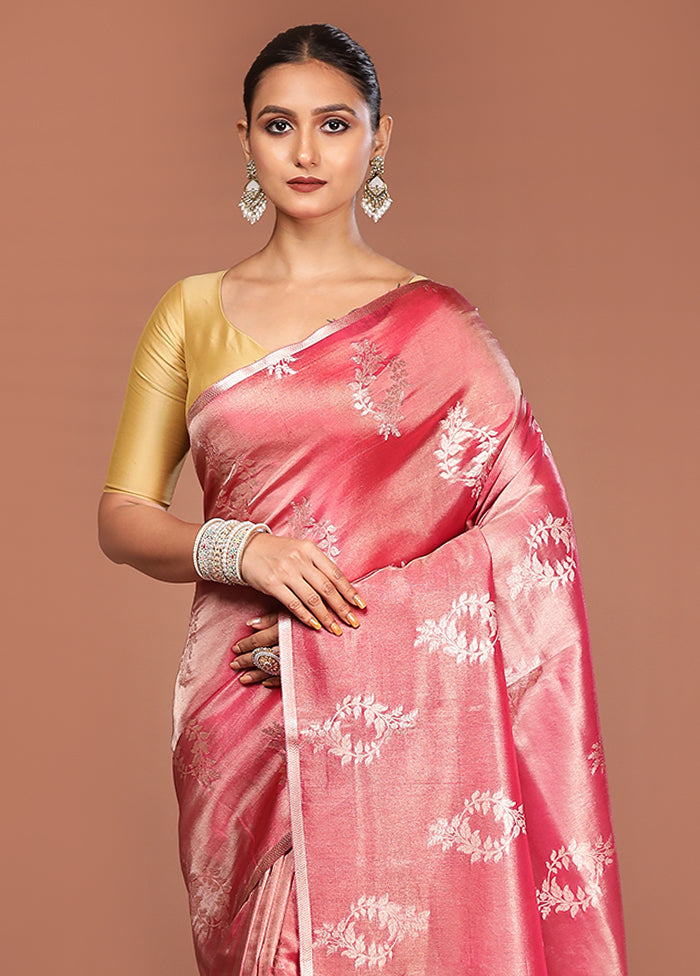 Red Tissue Silk Saree With Blouse Piece
