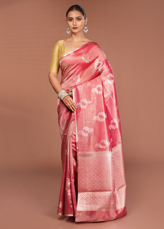 Red Tissue Silk Saree With Blouse Piece