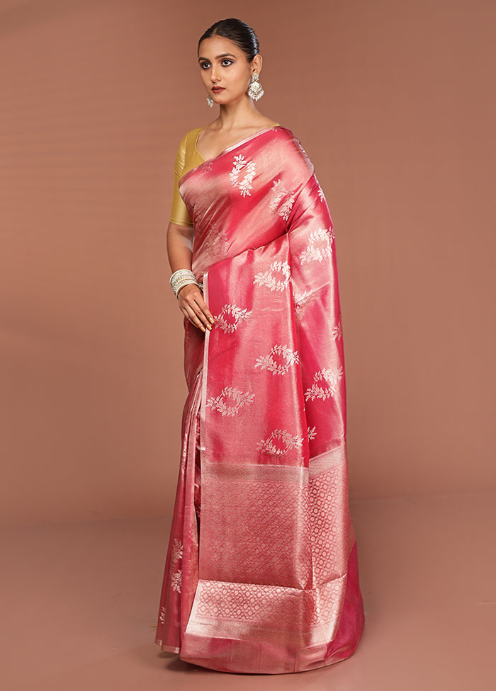 Red Tissue Silk Saree With Blouse Piece