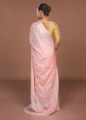 Pink Dupion Silk Saree With Blouse Piece