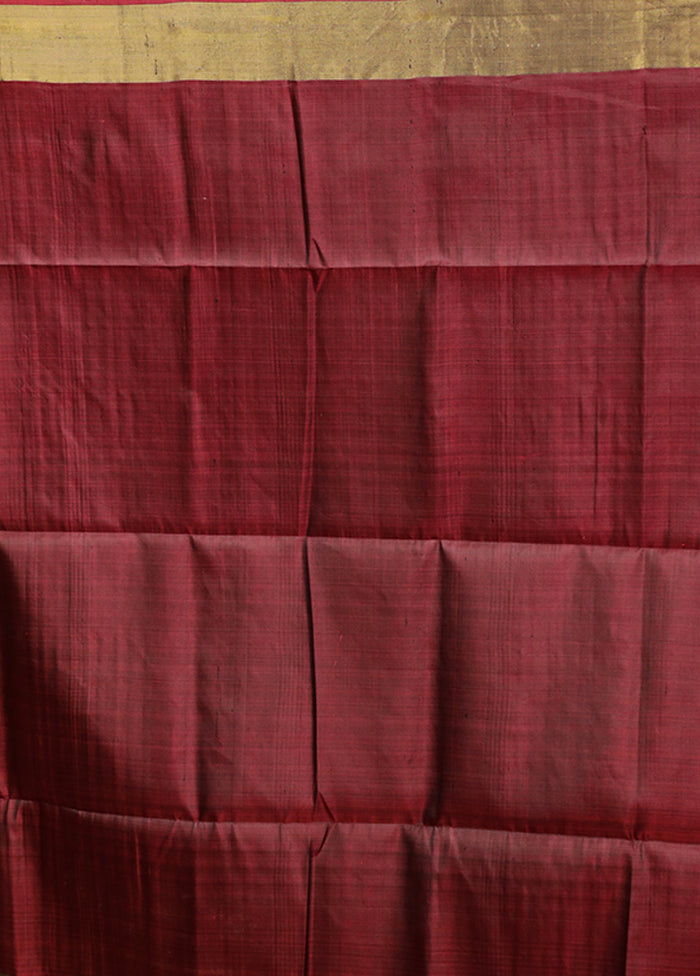 Red Handloom Kalakshetra Pure Silk Saree With Blouse Piece
