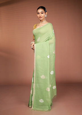 Green Matka Silk Saree With Blouse Piece