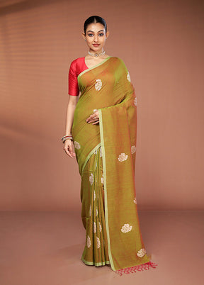 Green Matka Silk Saree With Blouse Piece