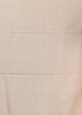 Cream Matka Silk Saree With Blouse Piece