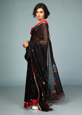 Black Matka Silk Saree Without Blouse Piece