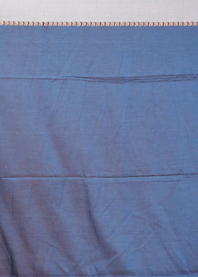 Blue Matka Silk Saree With Blouse Piece