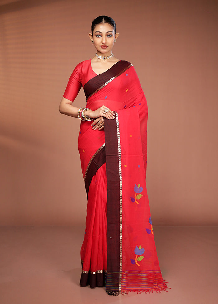 Red Matka Silk Saree With Blouse Piece