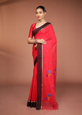 Red Matka Silk Saree With Blouse Piece