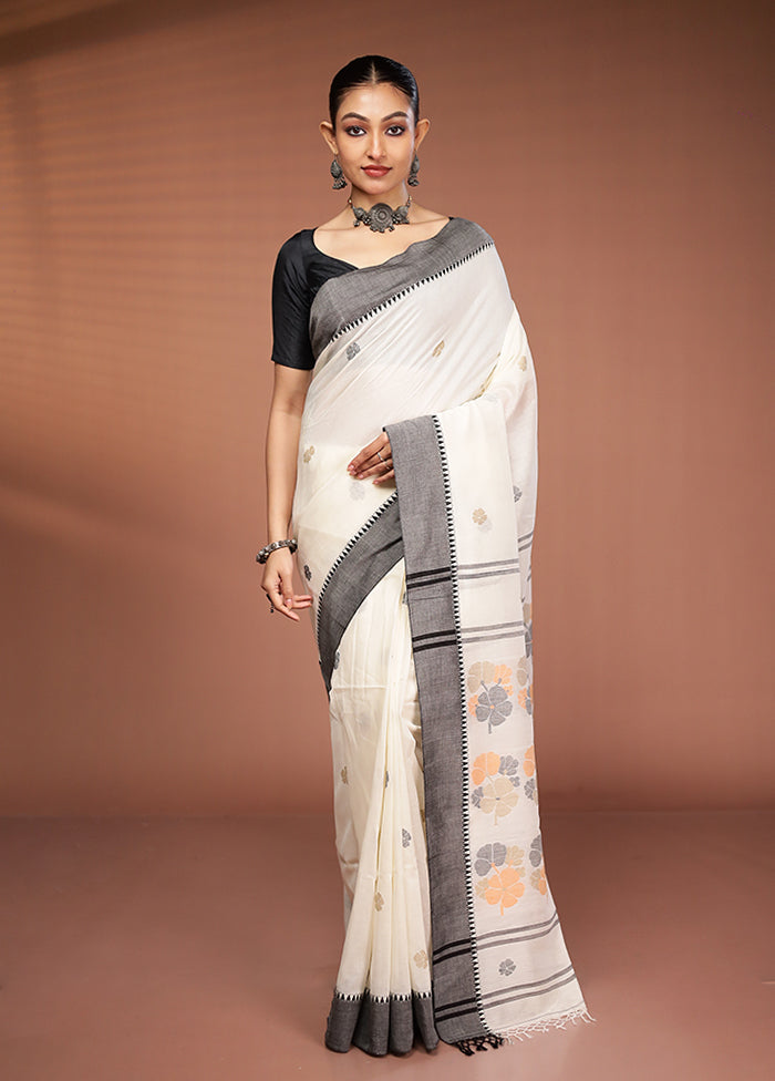 White Matka Silk Saree With Blouse Piece