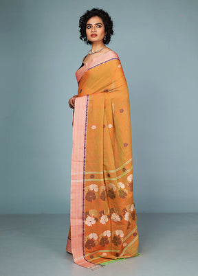 Rust Matka Silk Saree With Blouse Piece