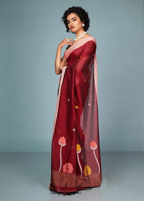 Pink Matka Silk Saree Without Blouse Piece