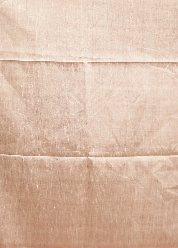 Cream Tussar Silk Saree With Blouse Piece