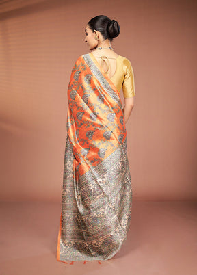 Yellow Tussar Silk Saree With Blouse Piece