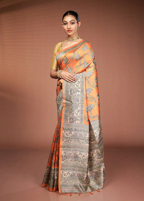 Yellow Tussar Silk Saree With Blouse Piece