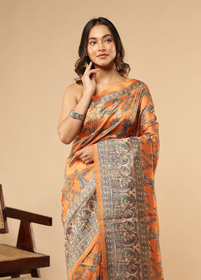 Yellow Tussar Silk Saree With Blouse Piece