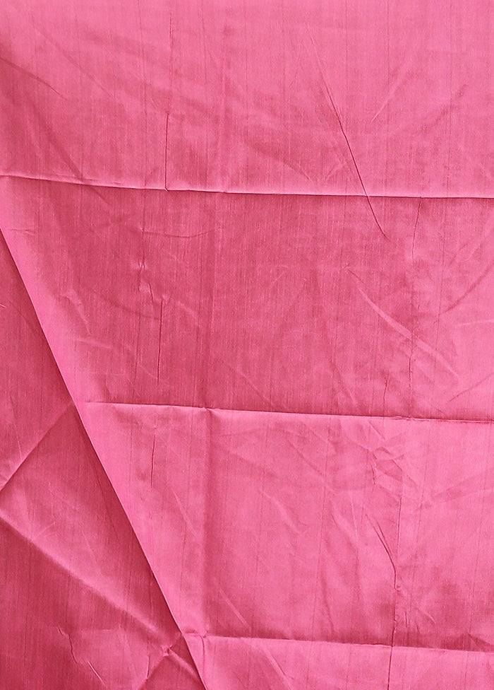 Pink Tussar Silk Saree With Blouse Piece