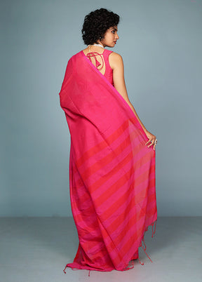 Pink Cotton Saree Without Blouse Piece