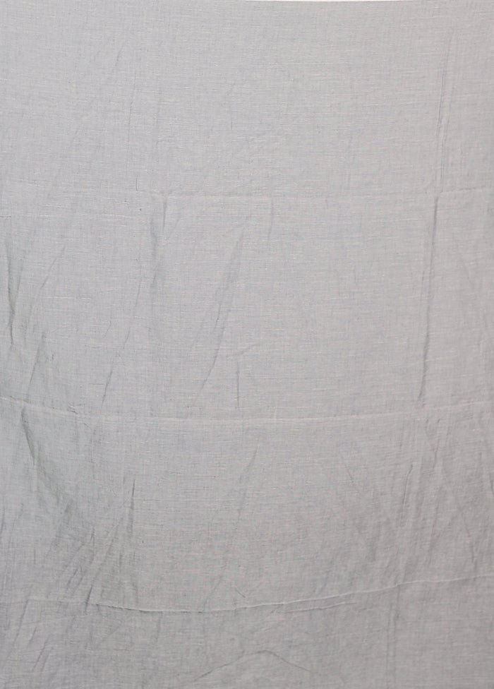 Grey Cotton Saree With Blouse Piece