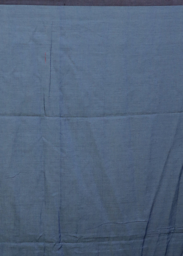 Blue Cotton Saree Without Blouse Piece