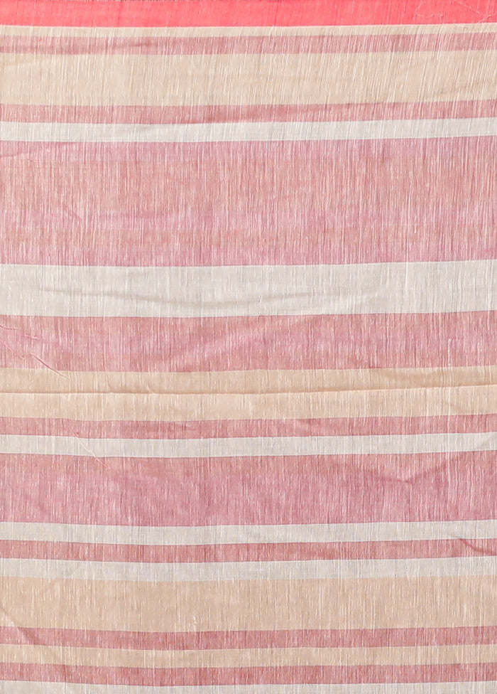 Pink Cotton Saree Without Blouse Piece