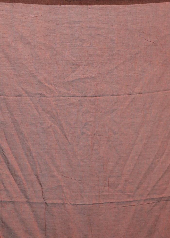 Rust Cotton Saree Without Blouse Piece