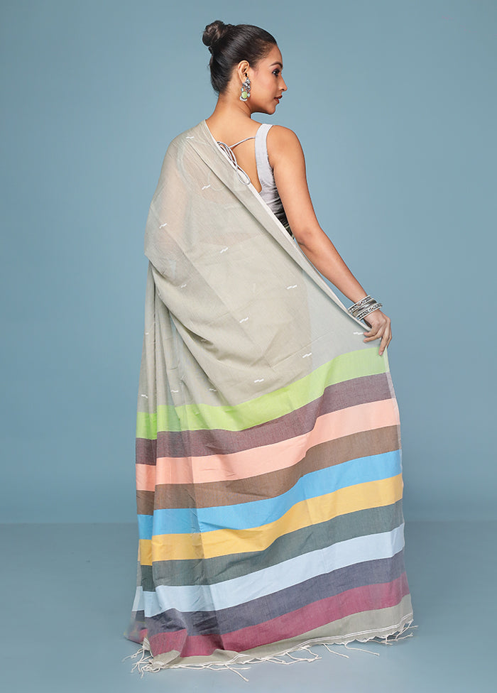 Cream Cotton Saree With Blouse Piece