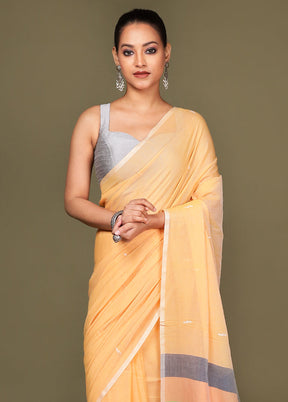 Rust Cotton Saree With Blouse Piece