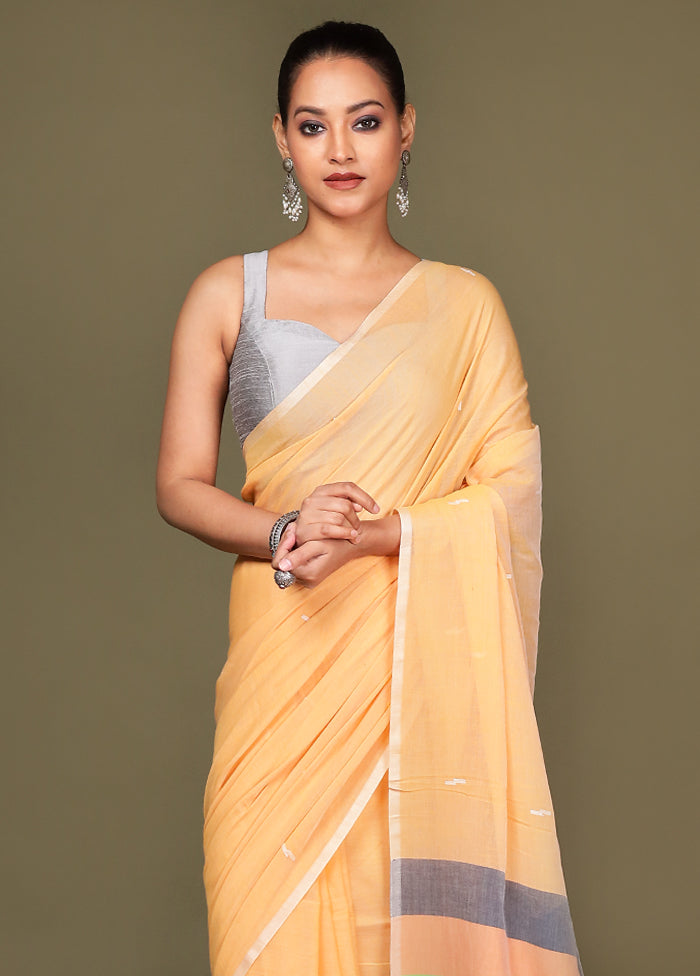 Rust Cotton Saree With Blouse Piece