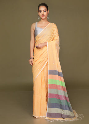 Rust Cotton Saree With Blouse Piece
