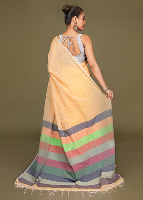 Rust Cotton Saree With Blouse Piece