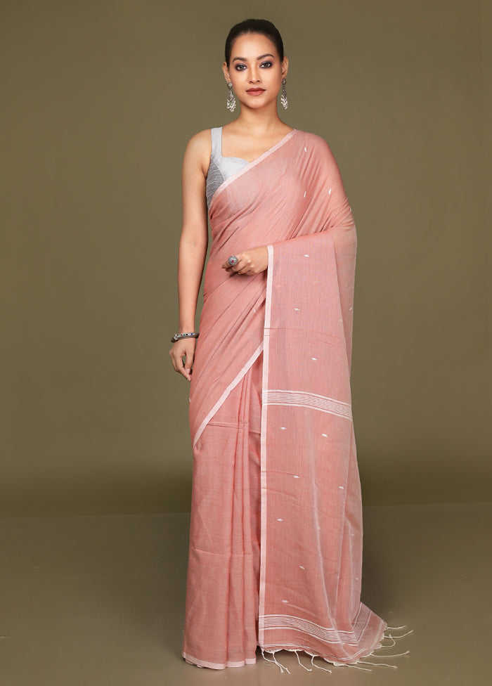 Rust Cotton Saree With Blouse Piece