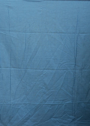 Blue Cotton Saree With Blouse Piece