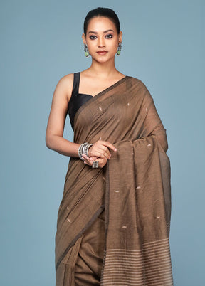 Cream Cotton Saree With Blouse Piece