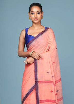 Rust Pure Cotton Saree With Blouse Piece