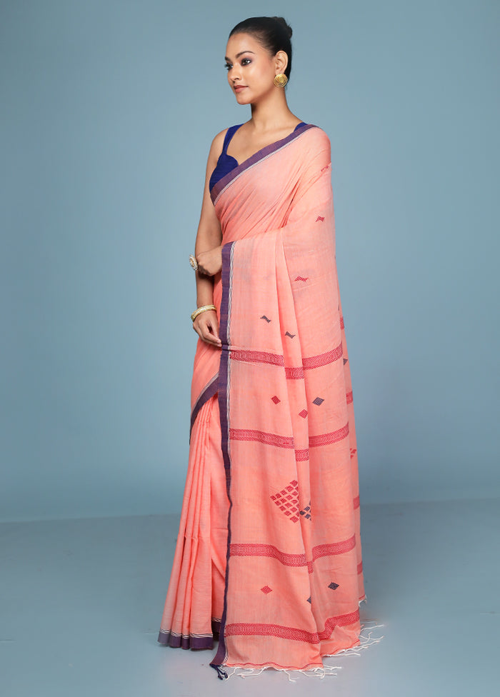 Rust Pure Cotton Saree With Blouse Piece