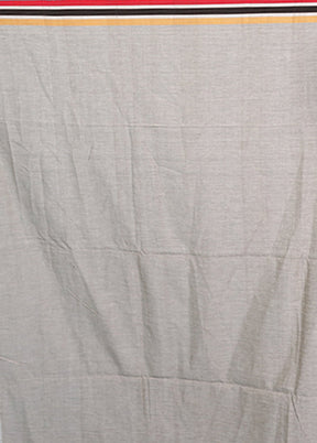 Cream Pure Cotton Saree With Blouse Piece