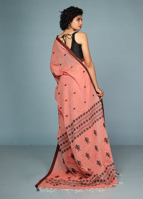 Pink Pure Cotton Saree With Blouse Piece