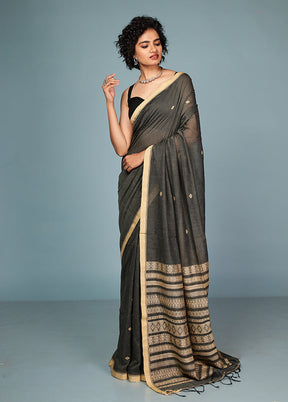 Black Pure Cotton Saree With Blouse Piece