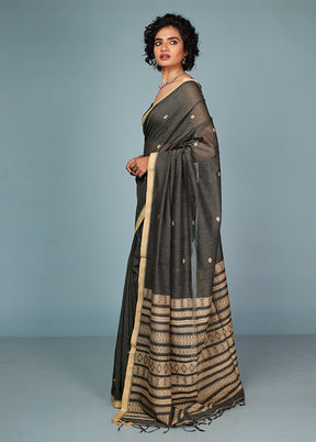 Black Pure Cotton Saree With Blouse Piece