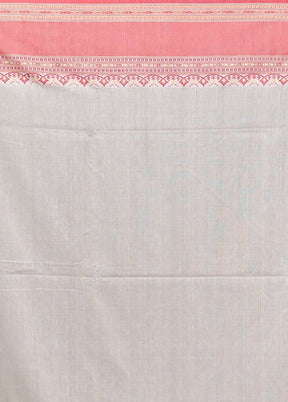 White Pure Cotton Saree With Blouse Piece