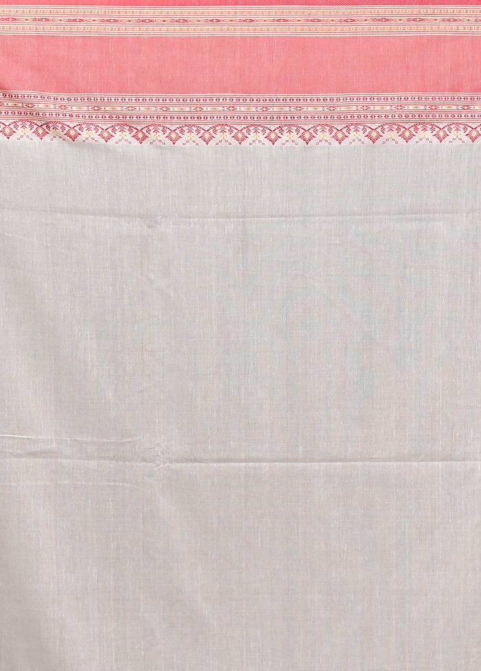 White Pure Cotton Saree With Blouse Piece