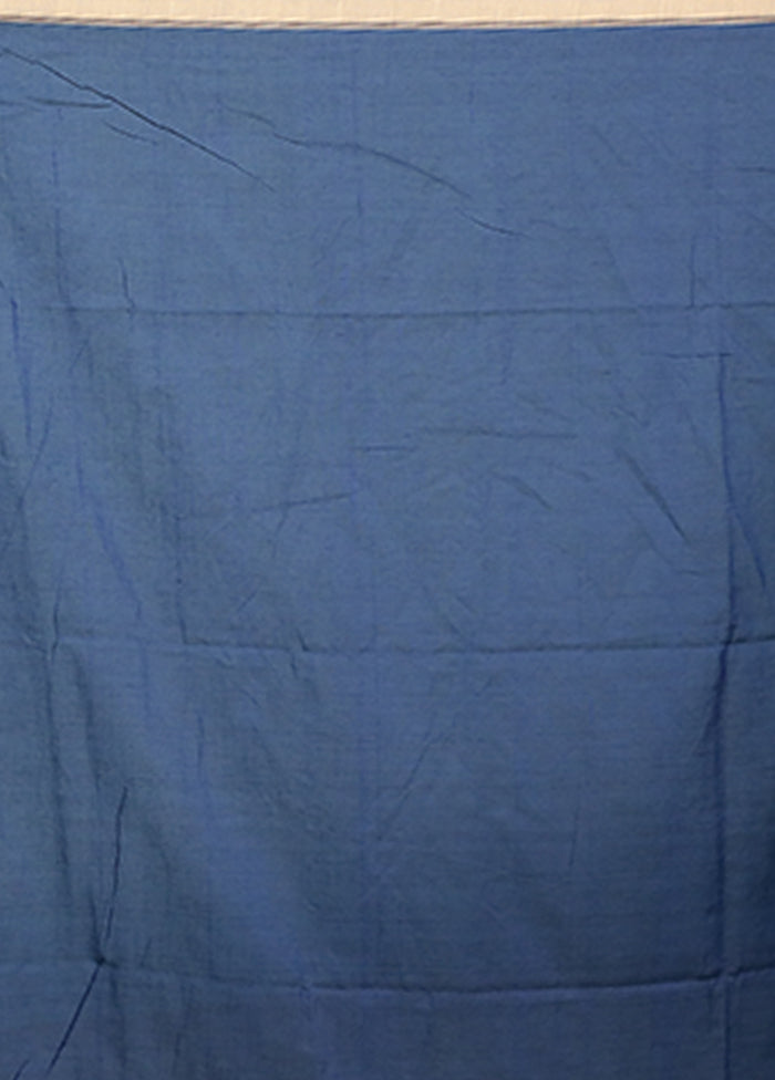 Blue Pure Cotton Saree With Blouse Piece