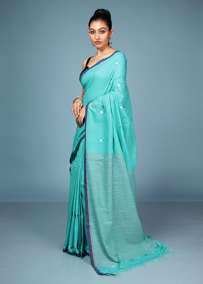 Green Matka Silk Saree With Blouse Piece