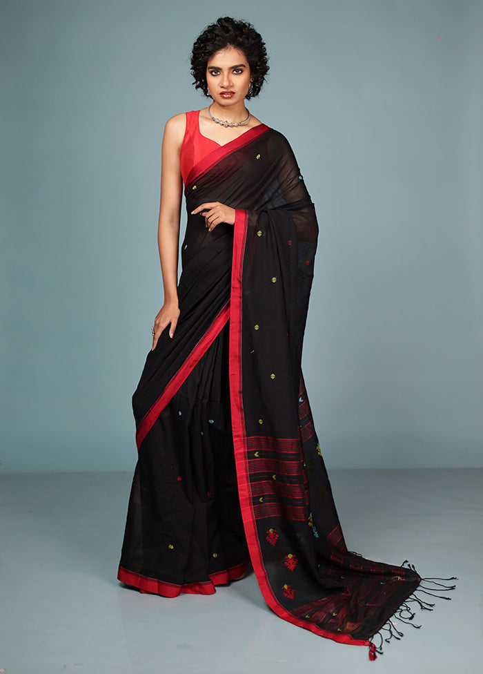 Black Matka Silk Saree Without Blouse Piece