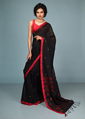 Black Matka Silk Saree With Blouse Piece