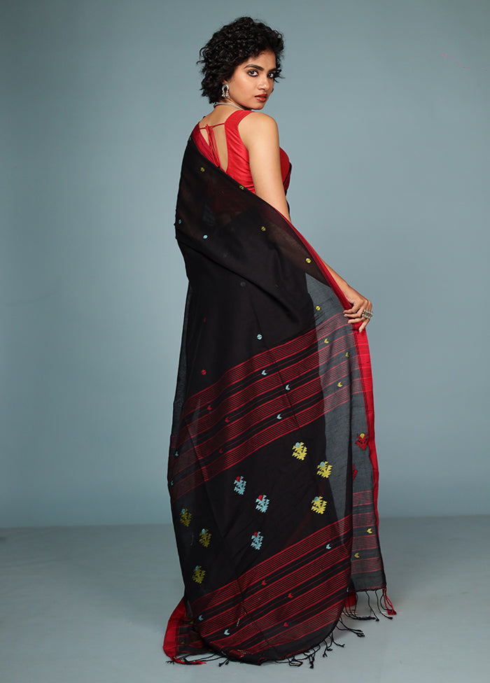 Black Matka Silk Saree Without Blouse Piece