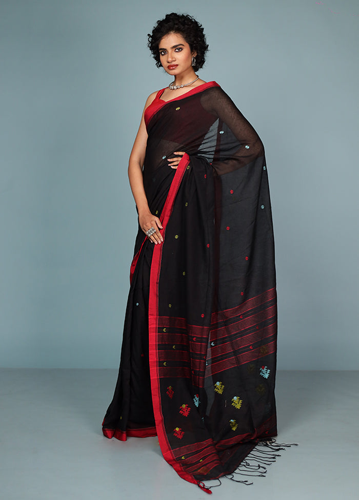 Black Matka Silk Saree Without Blouse Piece