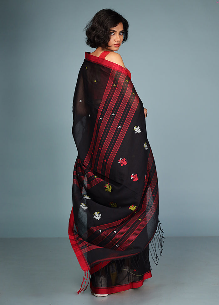 Black Matka Silk Saree Without Blouse Piece