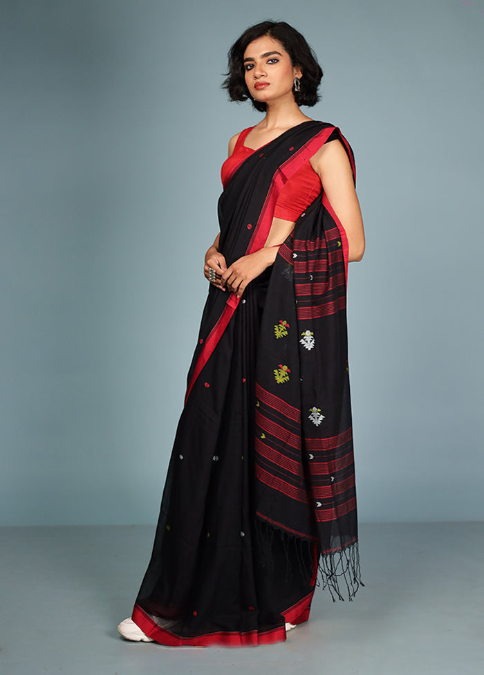 Black Matka Silk Saree With Blouse Piece