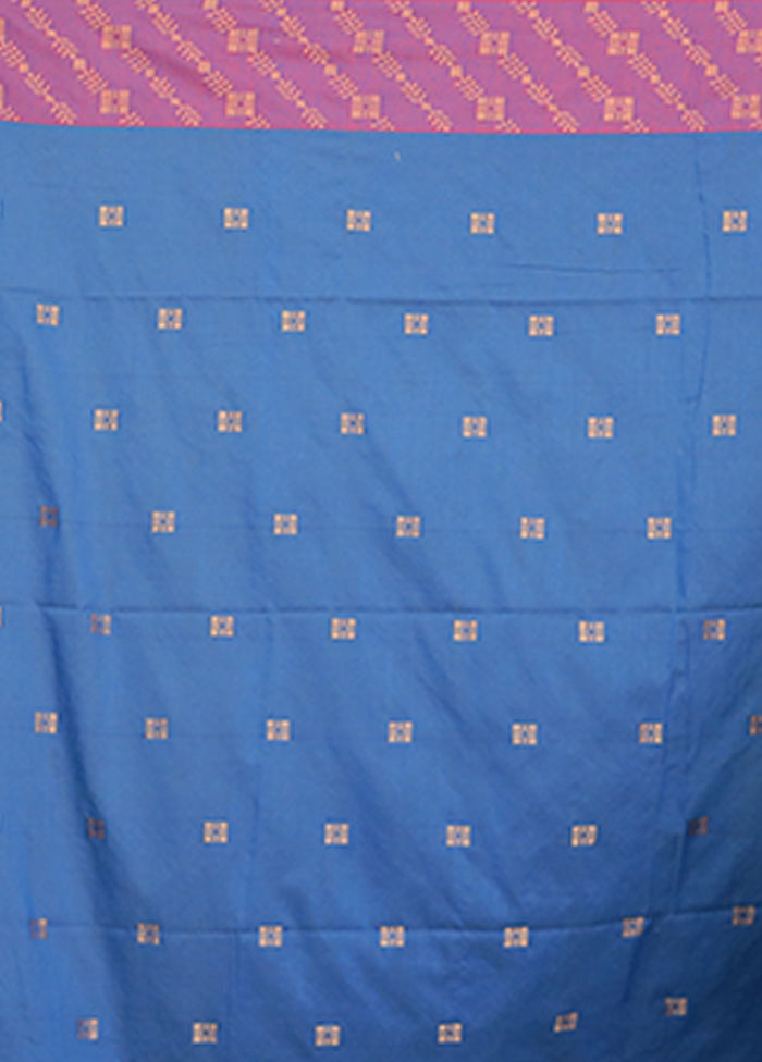 Blue Cotton Saree With Blouse Piece